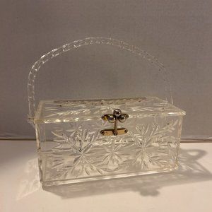 Vintage Clear Carved Lucite Box Purse